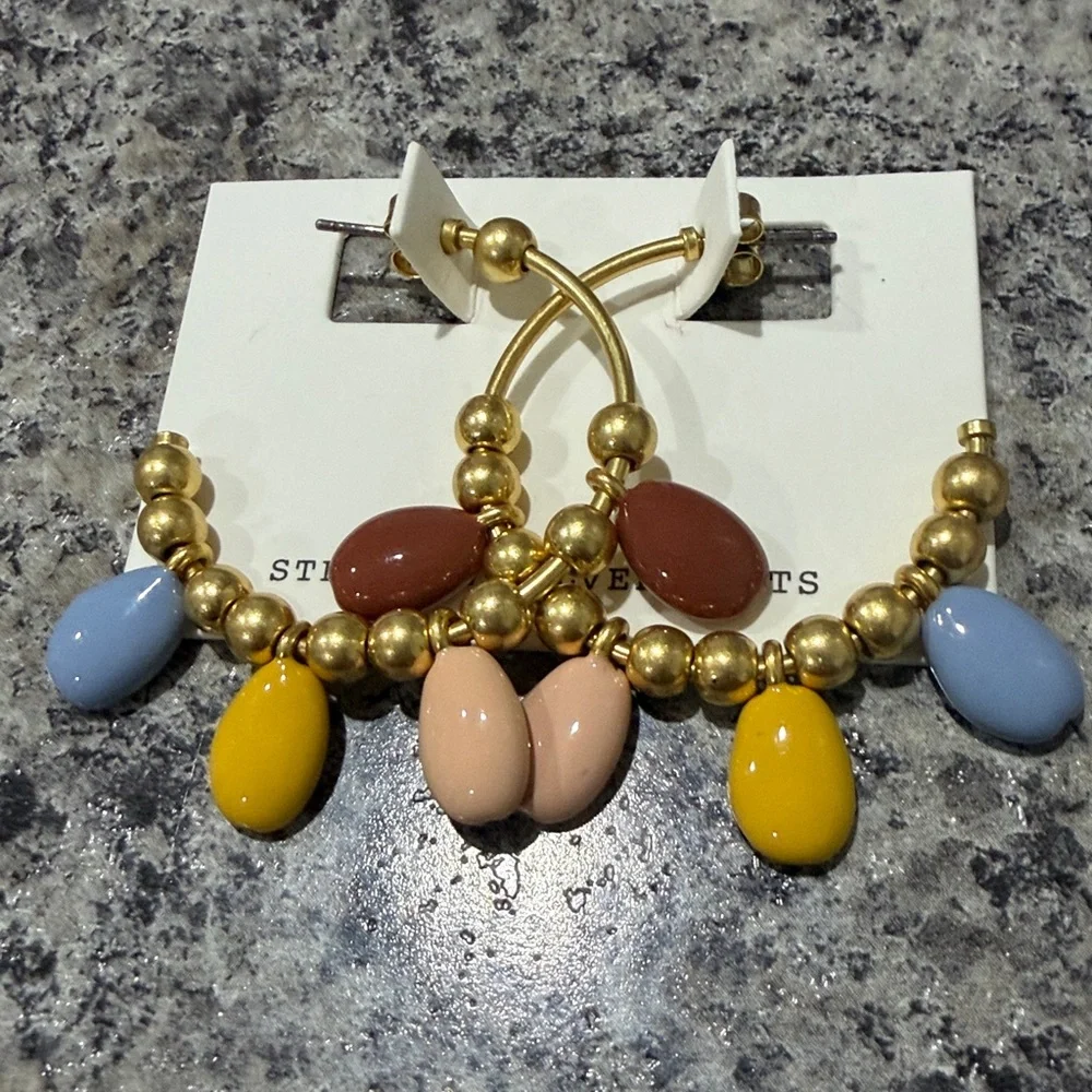 Madewell Women’s Enameled Cowrie Shell Hoop Earrings Multi Color Muted Blush
